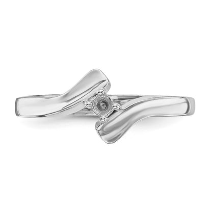 14k White Gold Polished 1-Stone Mothers Ring Mounting
