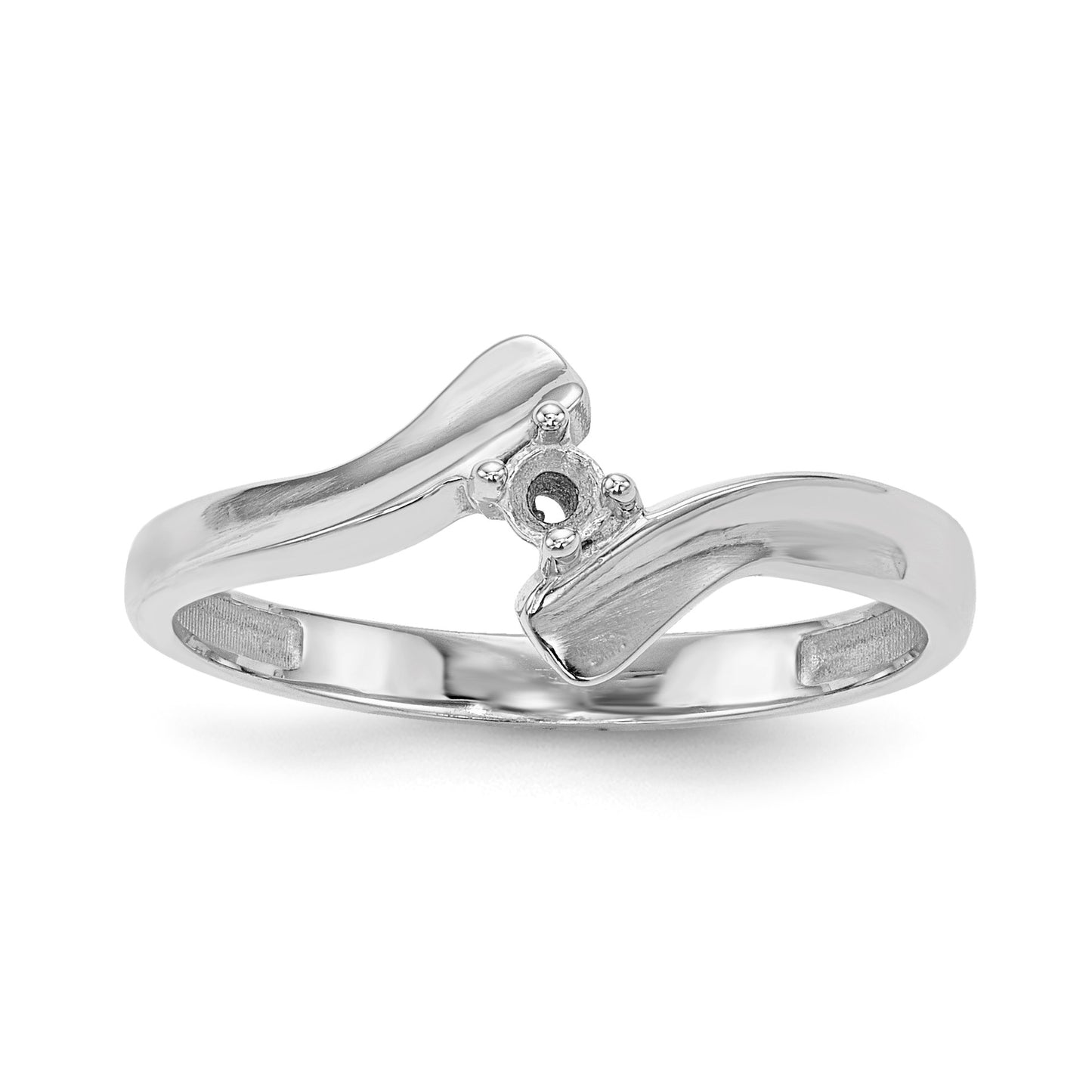 14k White Gold Polished 1-Stone Mothers Ring Mounting