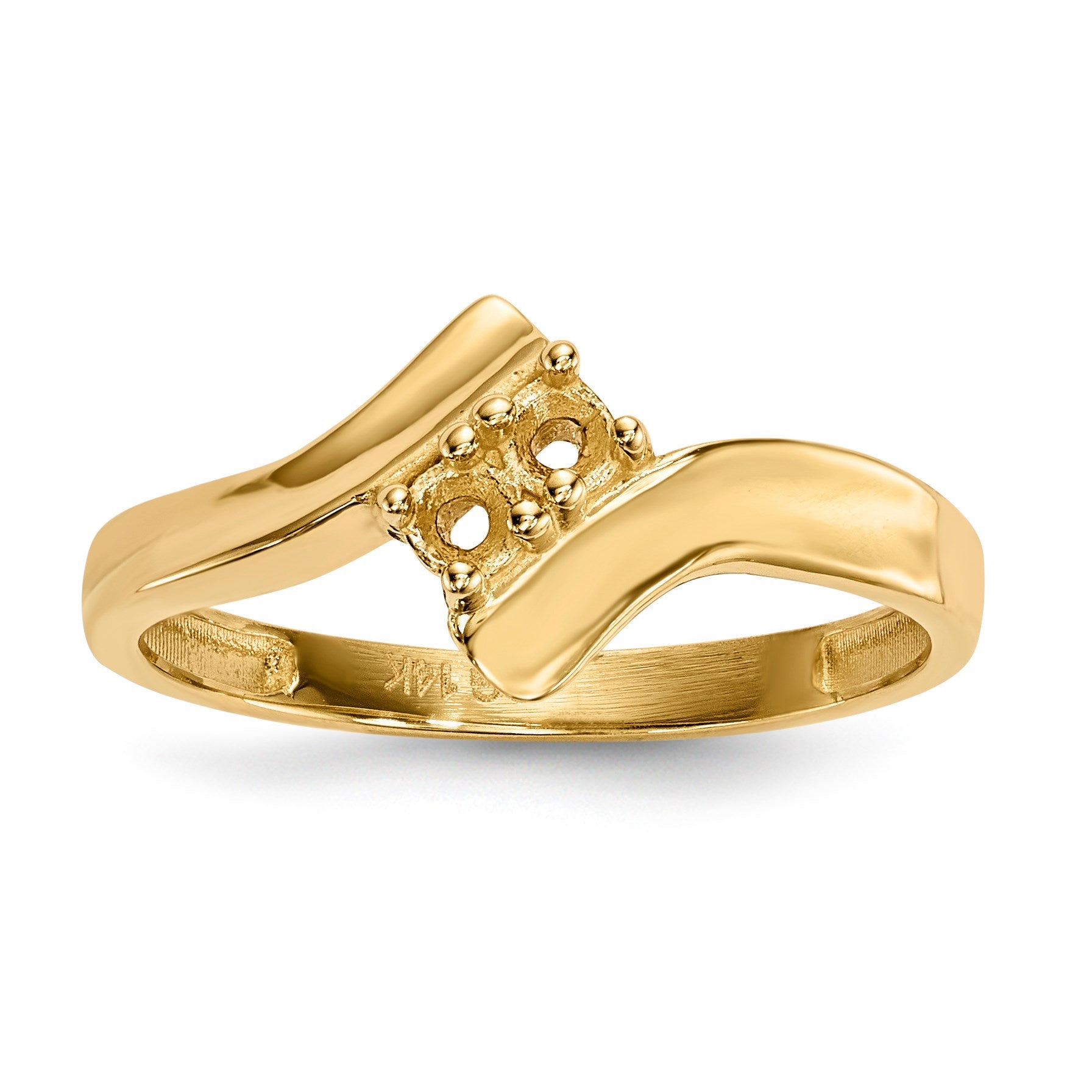 14k Polished 2-Stone Mothers Ring Mounting