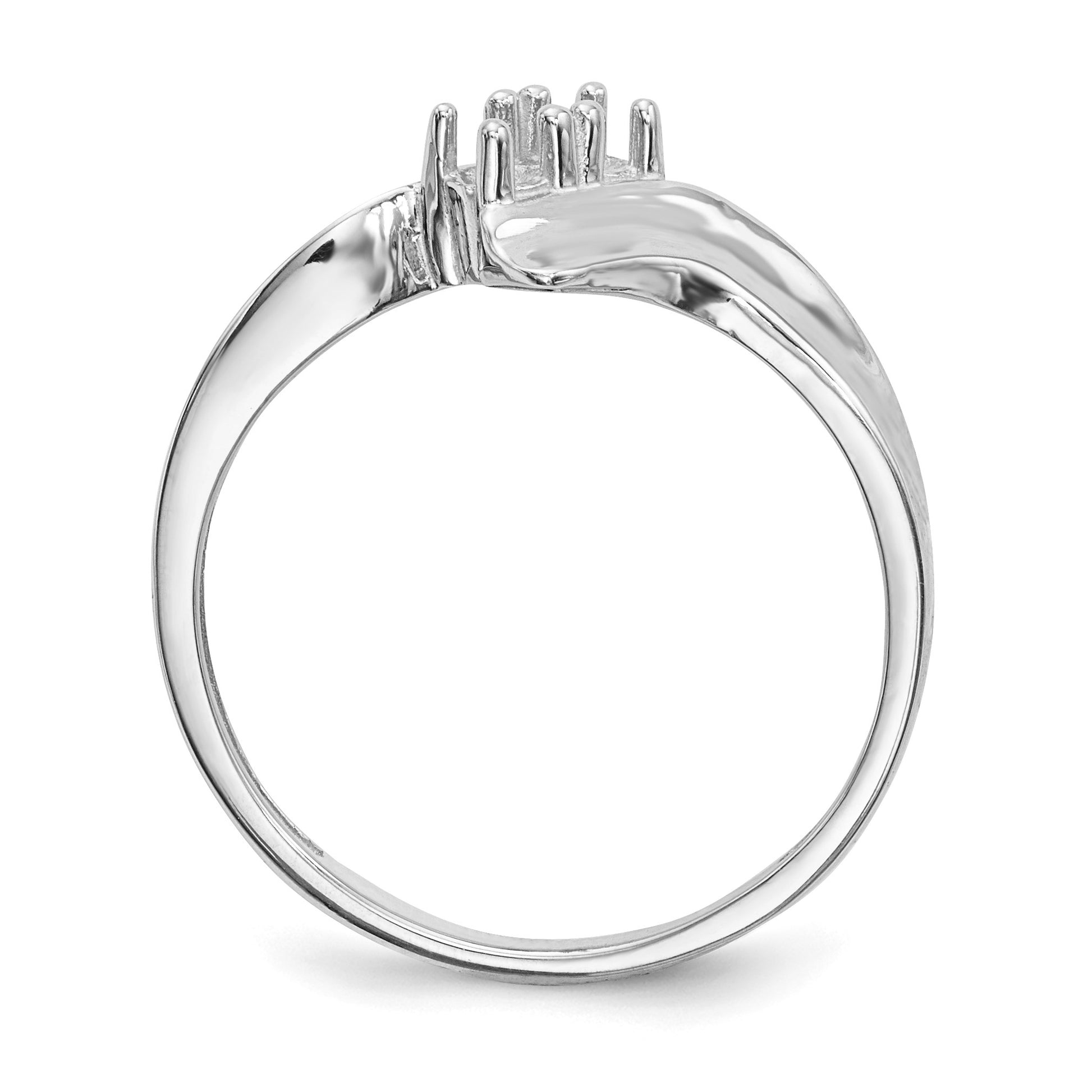 14k White Gold Polished 2-Stone Mothers Ring Mounting