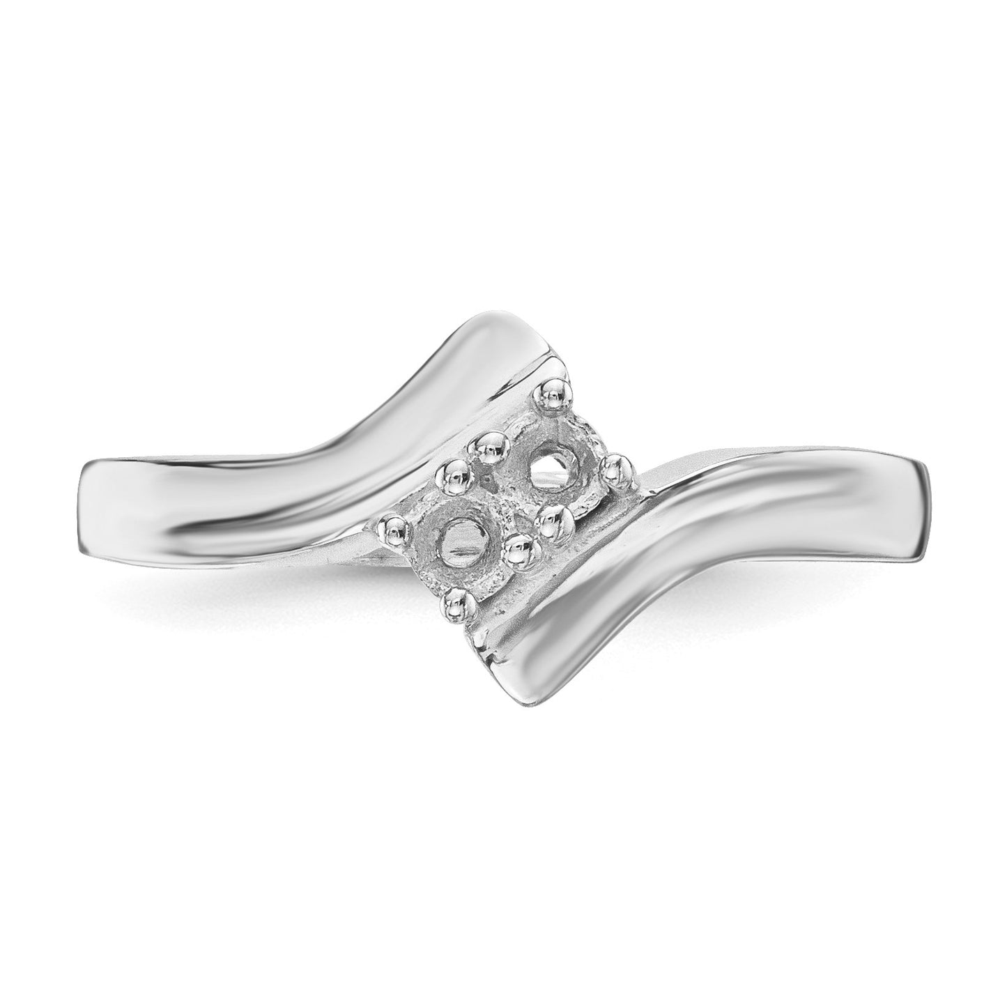 14k White Gold Polished 2-Stone Mothers Ring Mounting