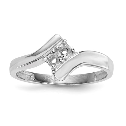 14k White Gold Polished 2-Stone Mothers Ring Mounting
