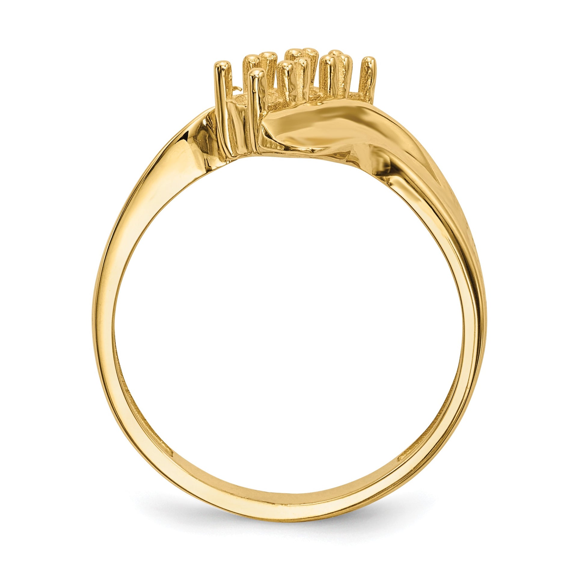 14k Polished 3-Stone Mothers Ring Mounting