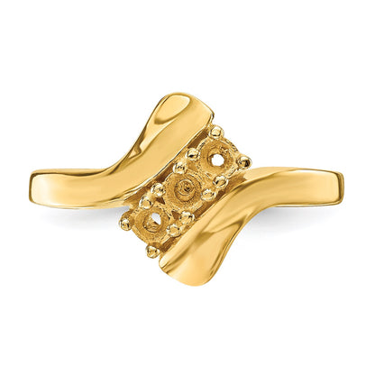 14k Polished 3-Stone Mothers Ring Mounting