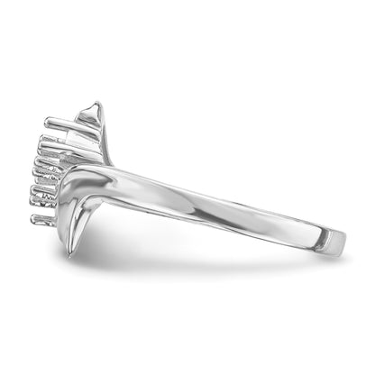 14k White Gold Polished 3-Stone Mothers Ring Mounting