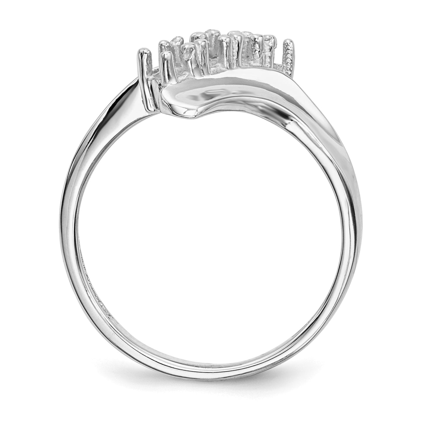 14k White Gold Polished 4-Stone Mothers Ring Mounting