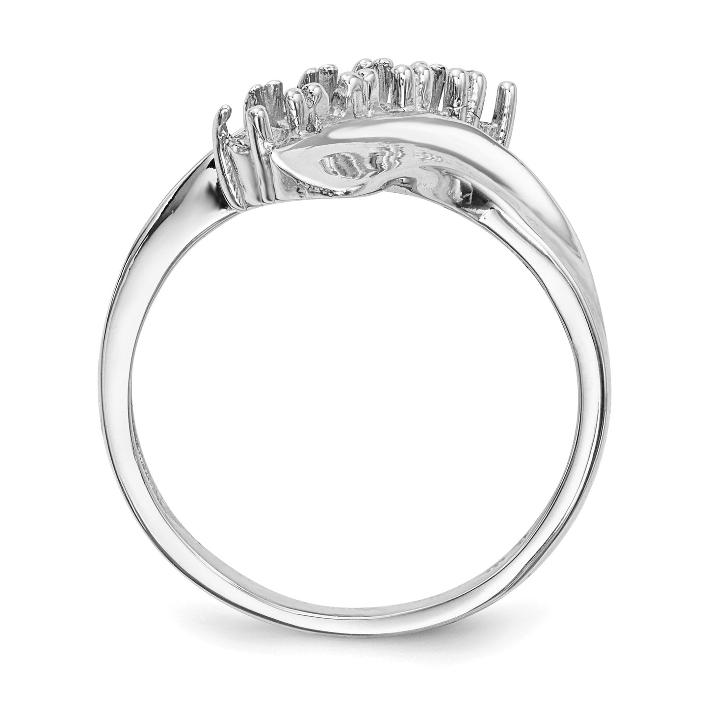 14k White Gold Polished 5-Stone Mothers Ring Mounting