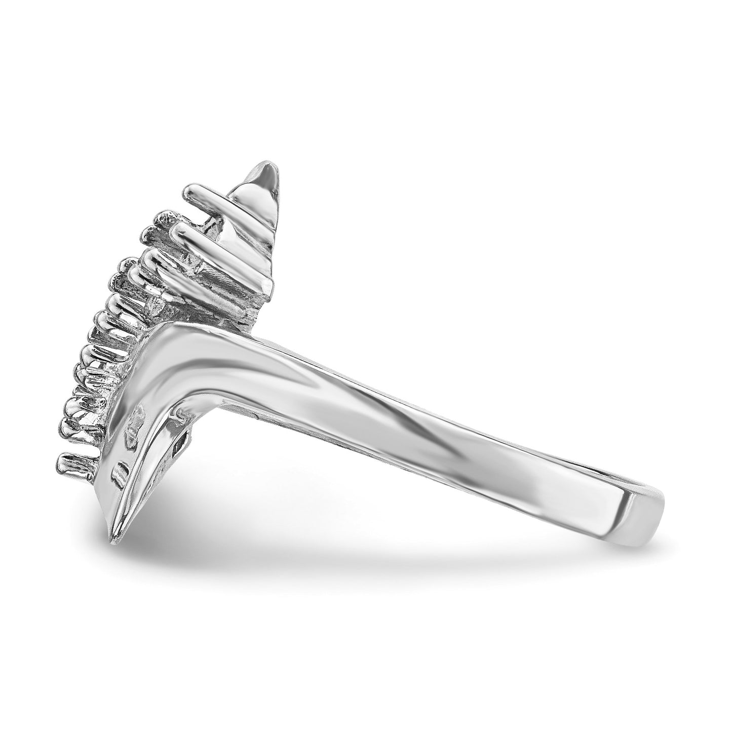 14k White Gold Polished 5-Stone Mothers Ring Mounting