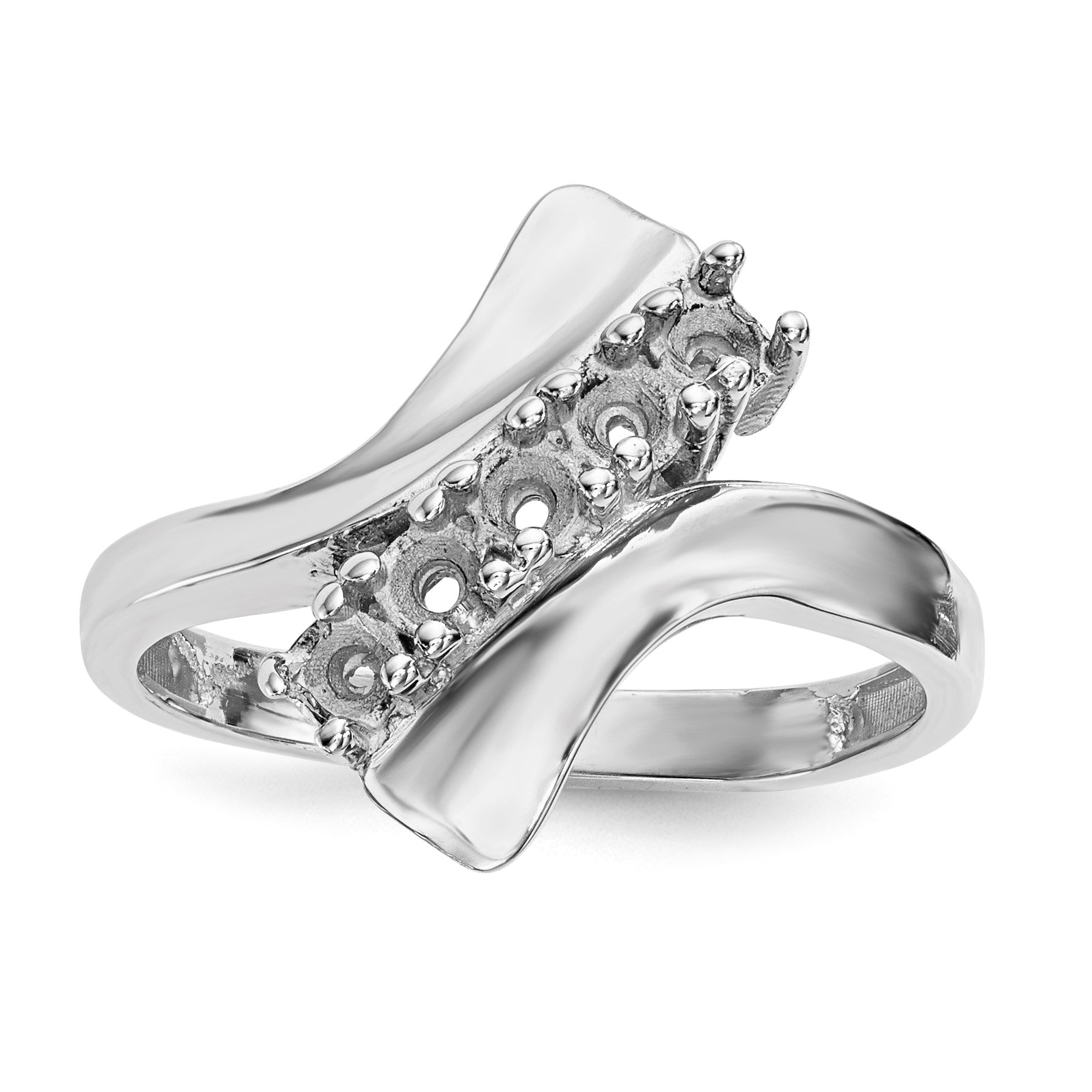 14k White Gold Polished 5-Stone Mothers Ring Mounting