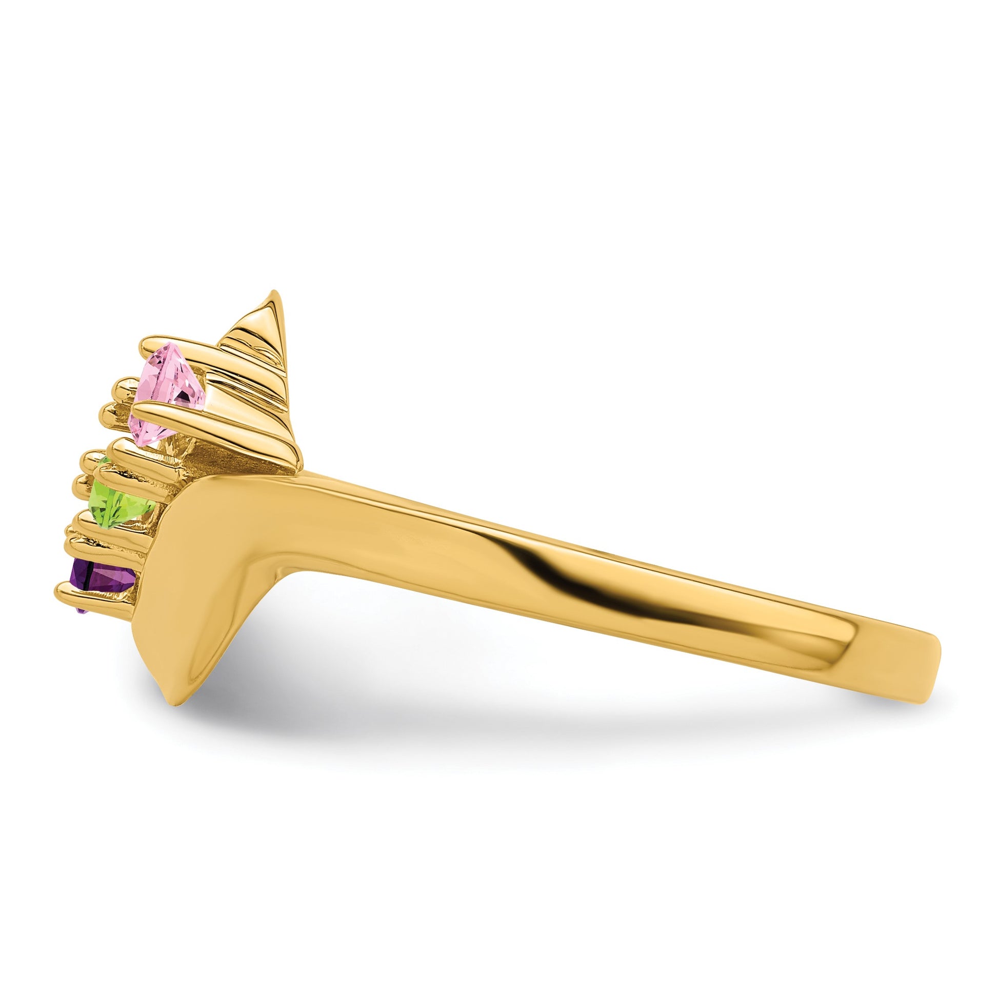 14k Polished 3-Stone Mothers Ring Mounting