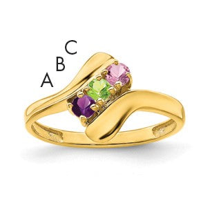 14k Polished 3-Stone Mothers Ring Mounting
