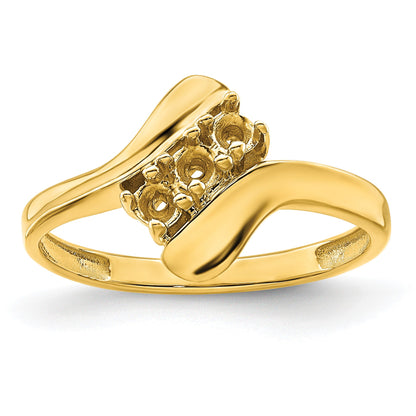 14k Polished 3-Stone Mothers Ring Mounting