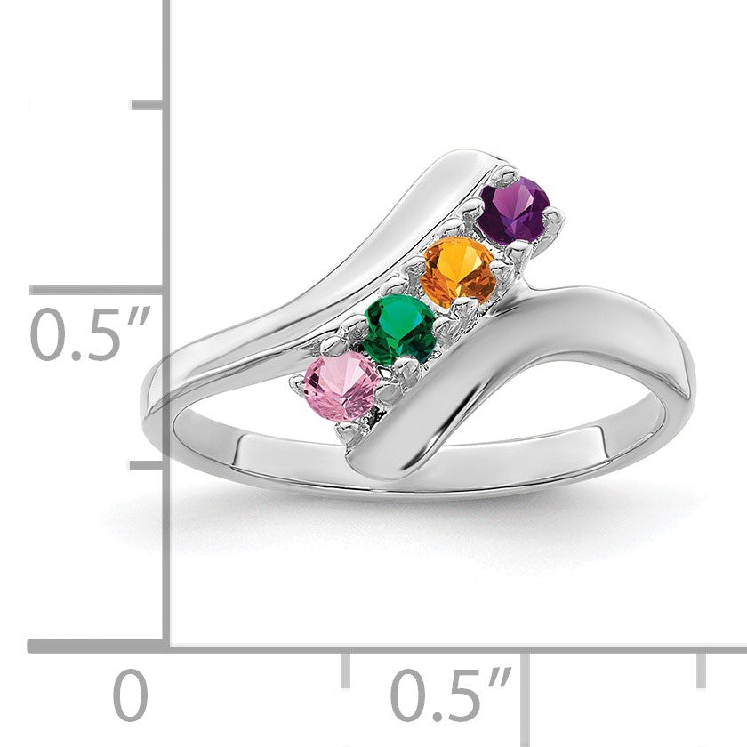 Sterling Silver Rhodium-plated Family Jewelry Mounting