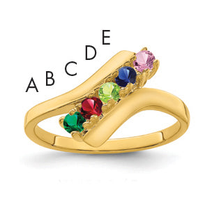 14k Polished 5-Stone Mothers Ring Mounting