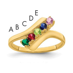 14k Polished 5-Stone Mothers Ring Mounting