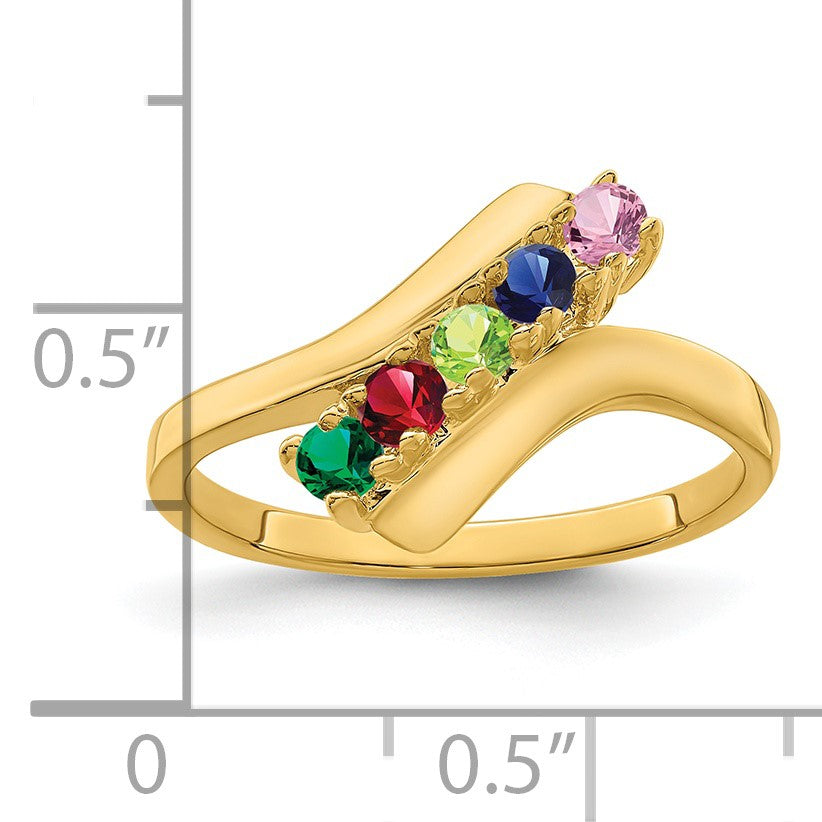 14k Polished 5-Stone Mothers Ring Mounting