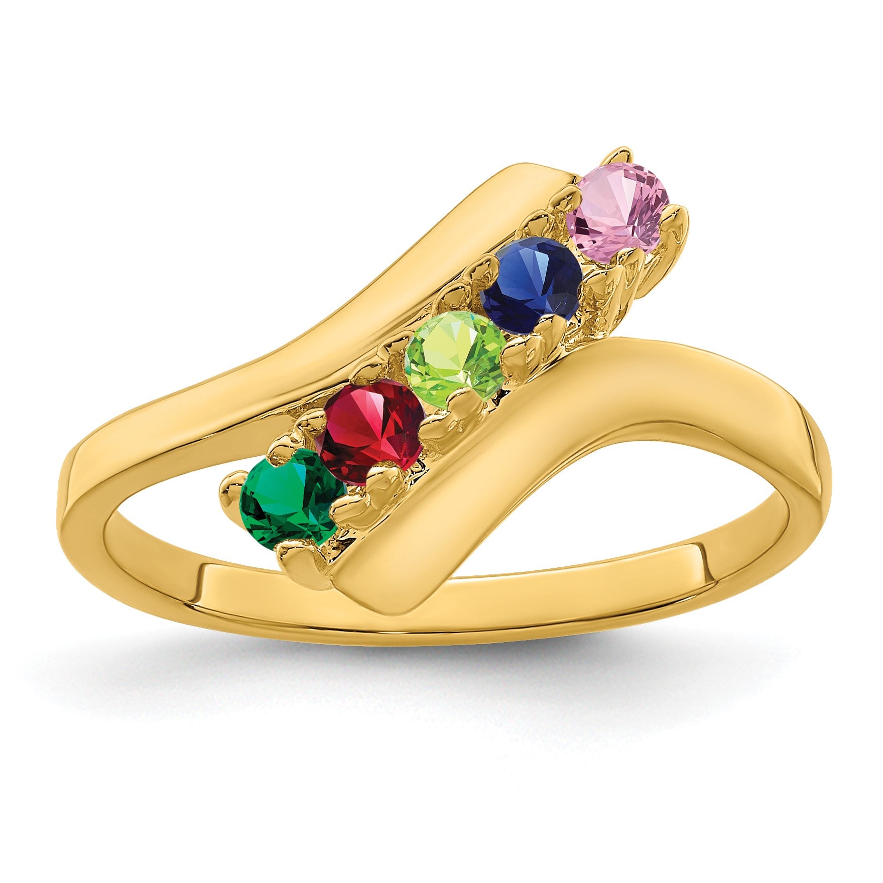 14k Polished 5-Stone Mothers Ring Mounting