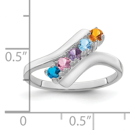 14k White Gold Polished 5-Stone Mothers Ring Mounting