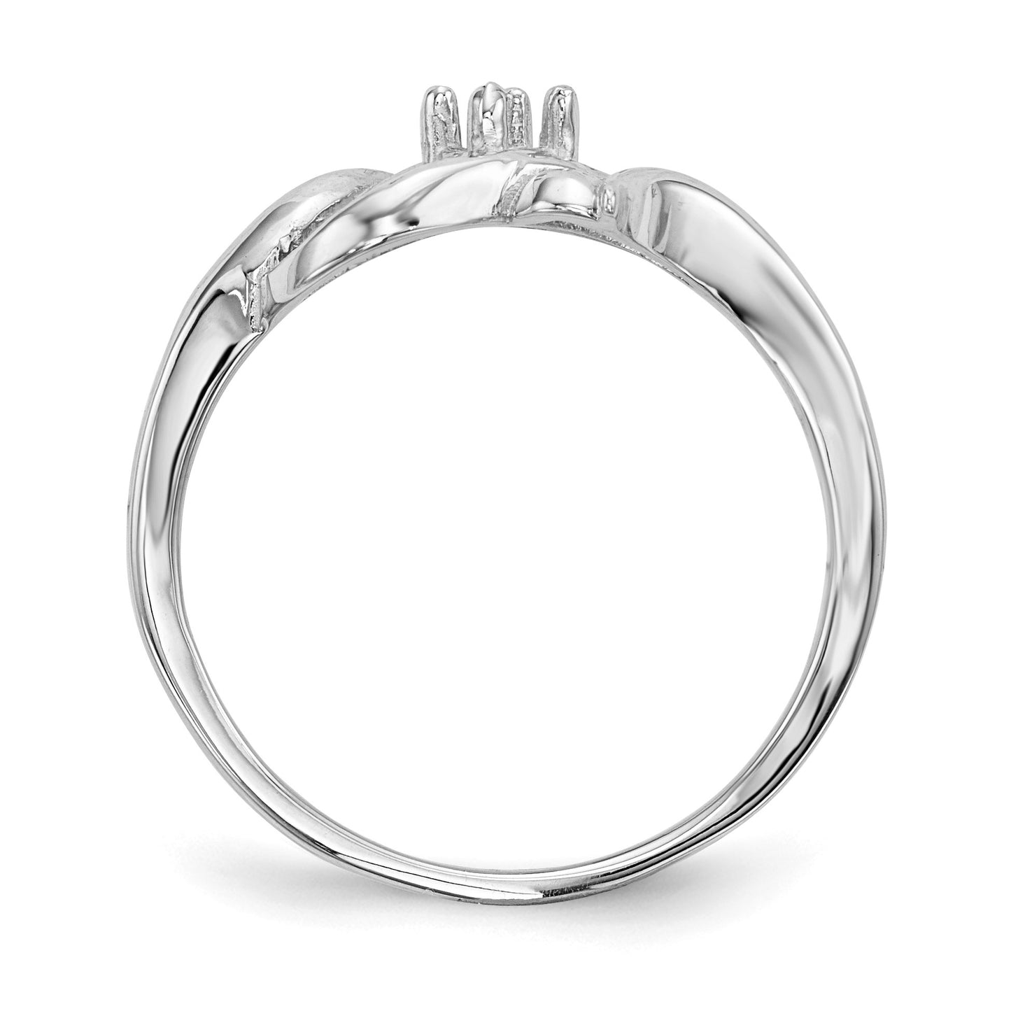 14k White Gold Polished 1-Stone Mothers Ring Mounting
