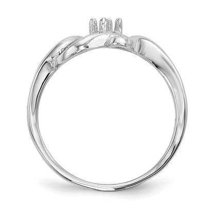 14k White Gold Polished 1-Stone Mothers Ring Mounting