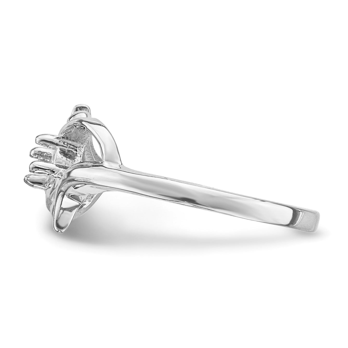 14k White Gold Polished 1-Stone Mothers Ring Mounting