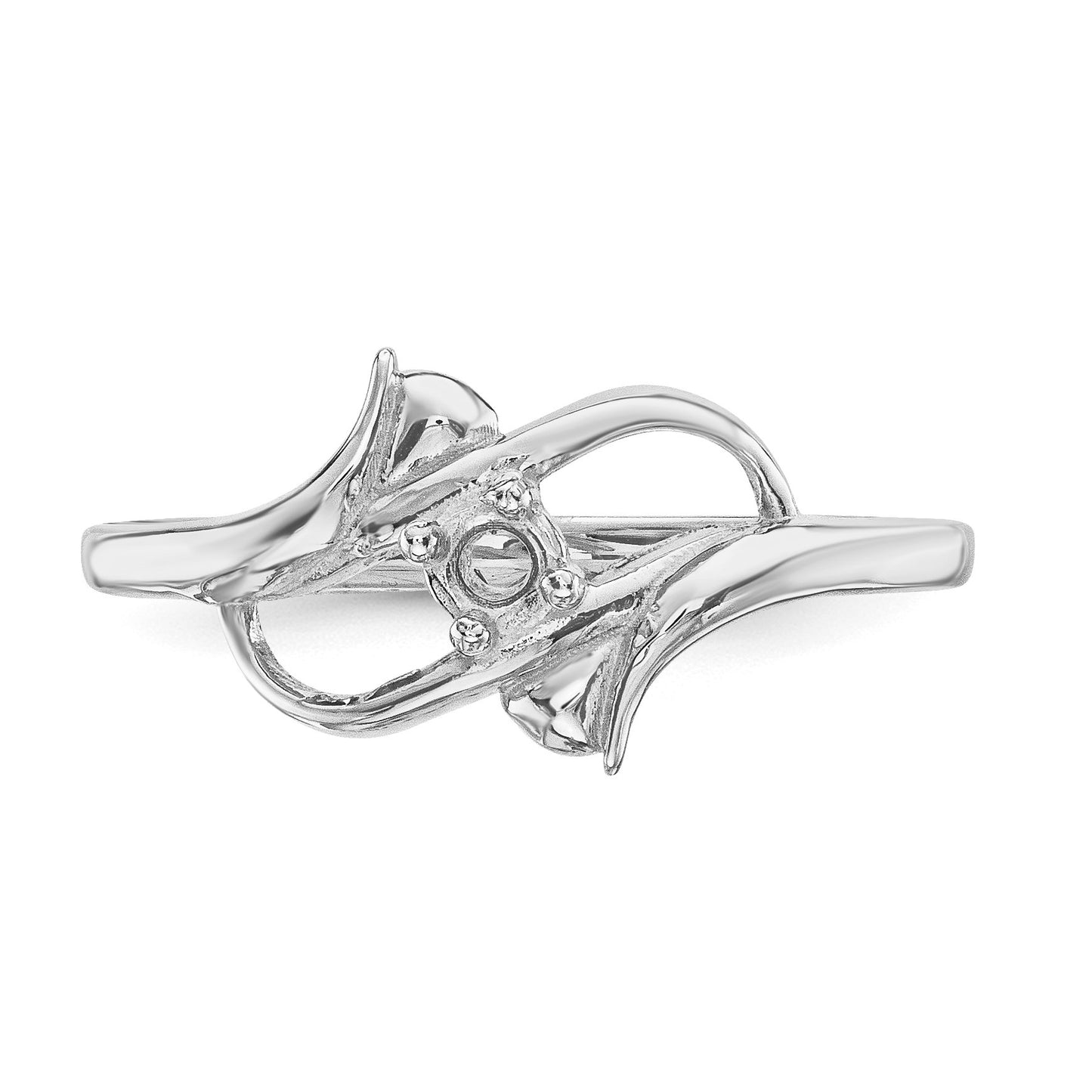 14k White Gold Polished 1-Stone Mothers Ring Mounting