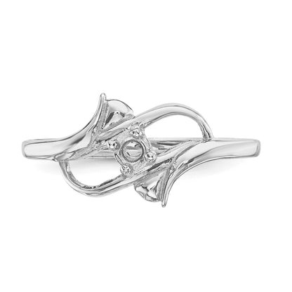 14k White Gold Polished 1-Stone Mothers Ring Mounting