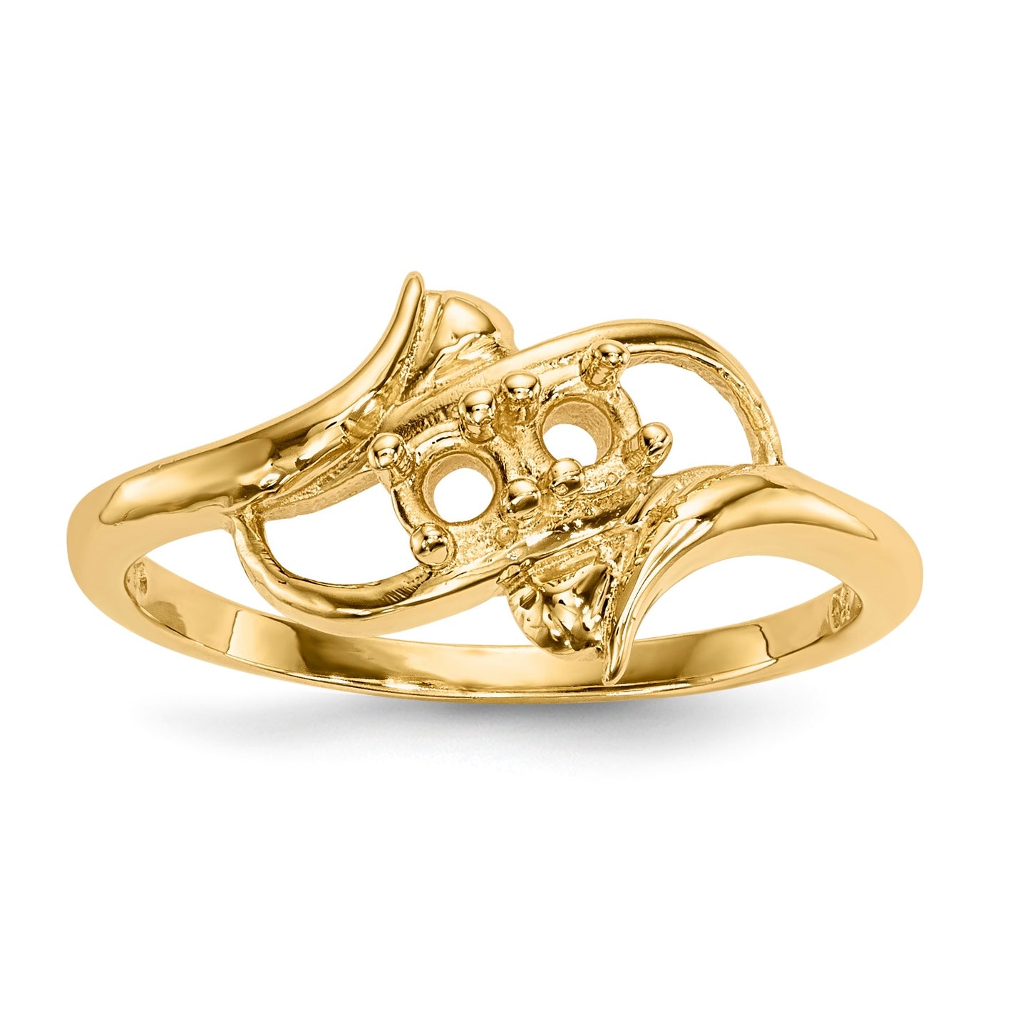 14k Polished 2-Stone Mothers Ring Mounting