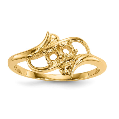 14k Polished 2-Stone Mothers Ring Mounting