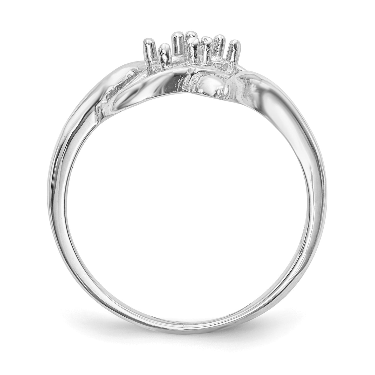 14k White Gold Polished 2-Stone Mothers Ring Mounting
