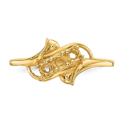 14k Polished 3-Stone Mothers Ring Mounting