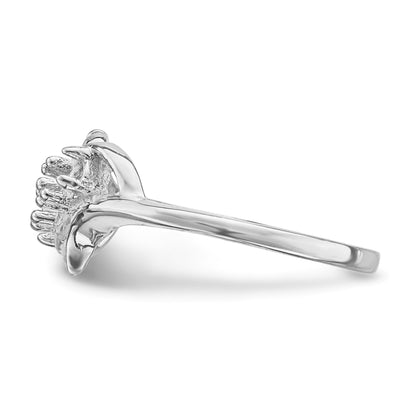 14k White Gold Polished 3-Stone Mothers Ring Mounting