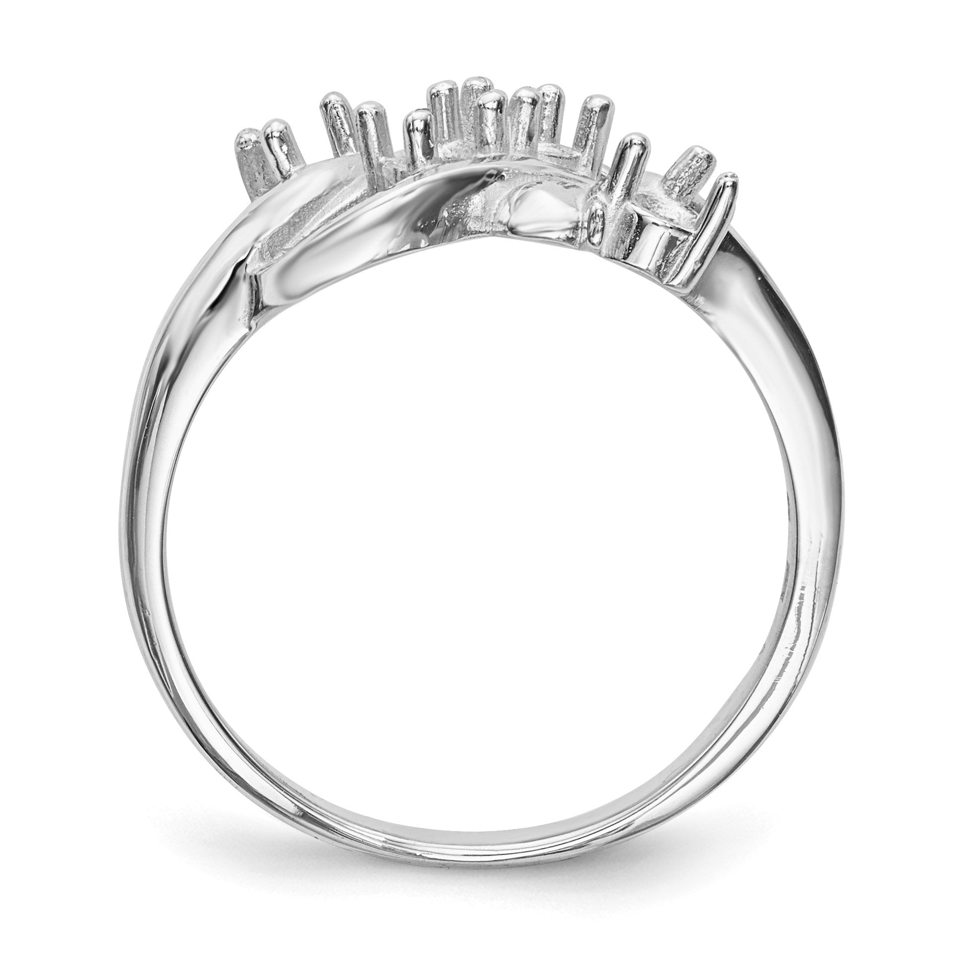 14k White Gold Polished 4-Stone Mothers Ring Mounting