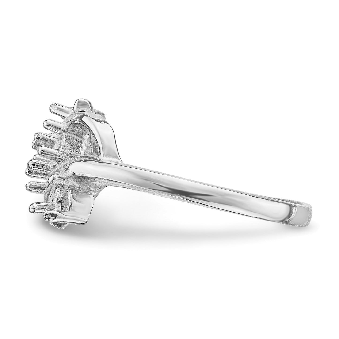 14k White Gold Polished 4-Stone Mothers Ring Mounting