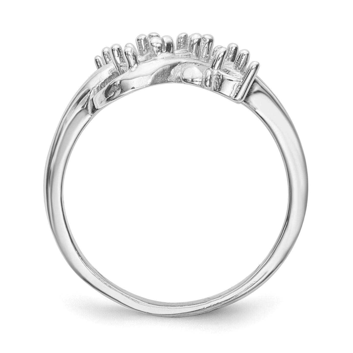 14k White Gold Polished 5-Stone Mothers Ring Mounting