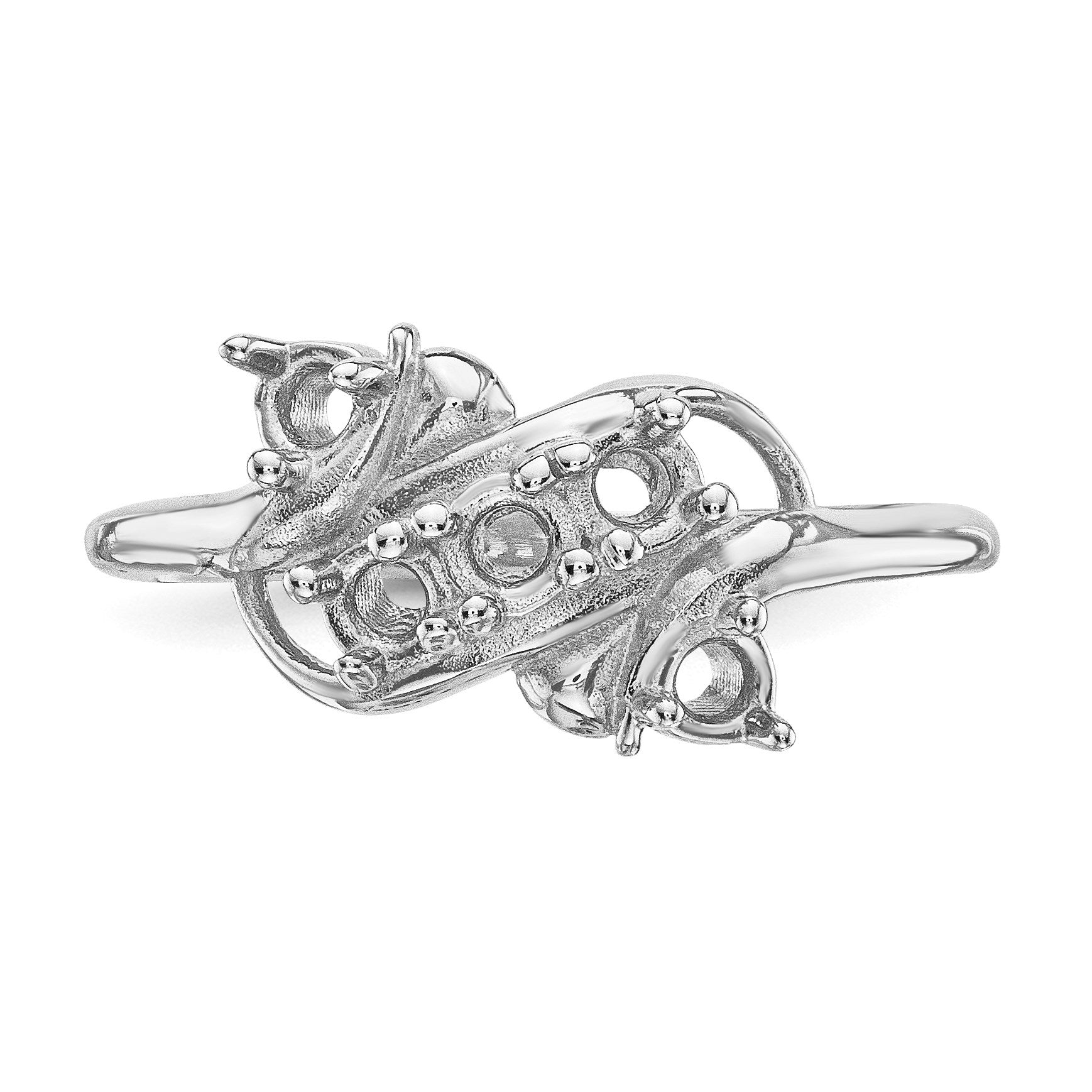 14k White Gold Polished 5-Stone Mothers Ring Mounting