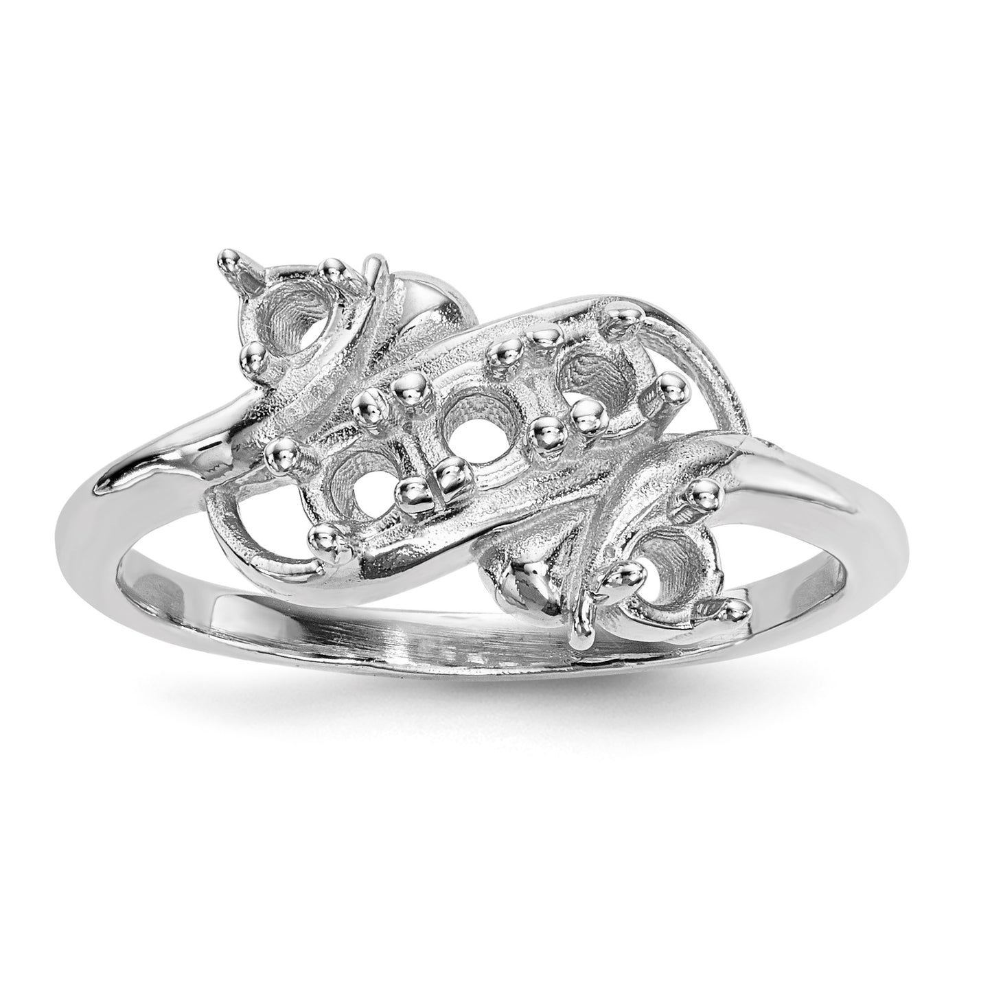 14k White Gold Polished 5-Stone Mothers Ring Mounting