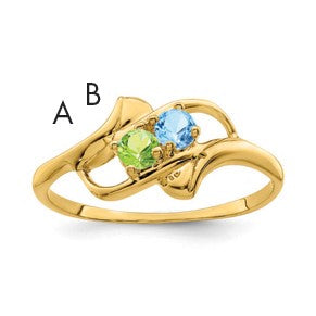 14k Polished 2-Stone Mothers Ring Mounting
