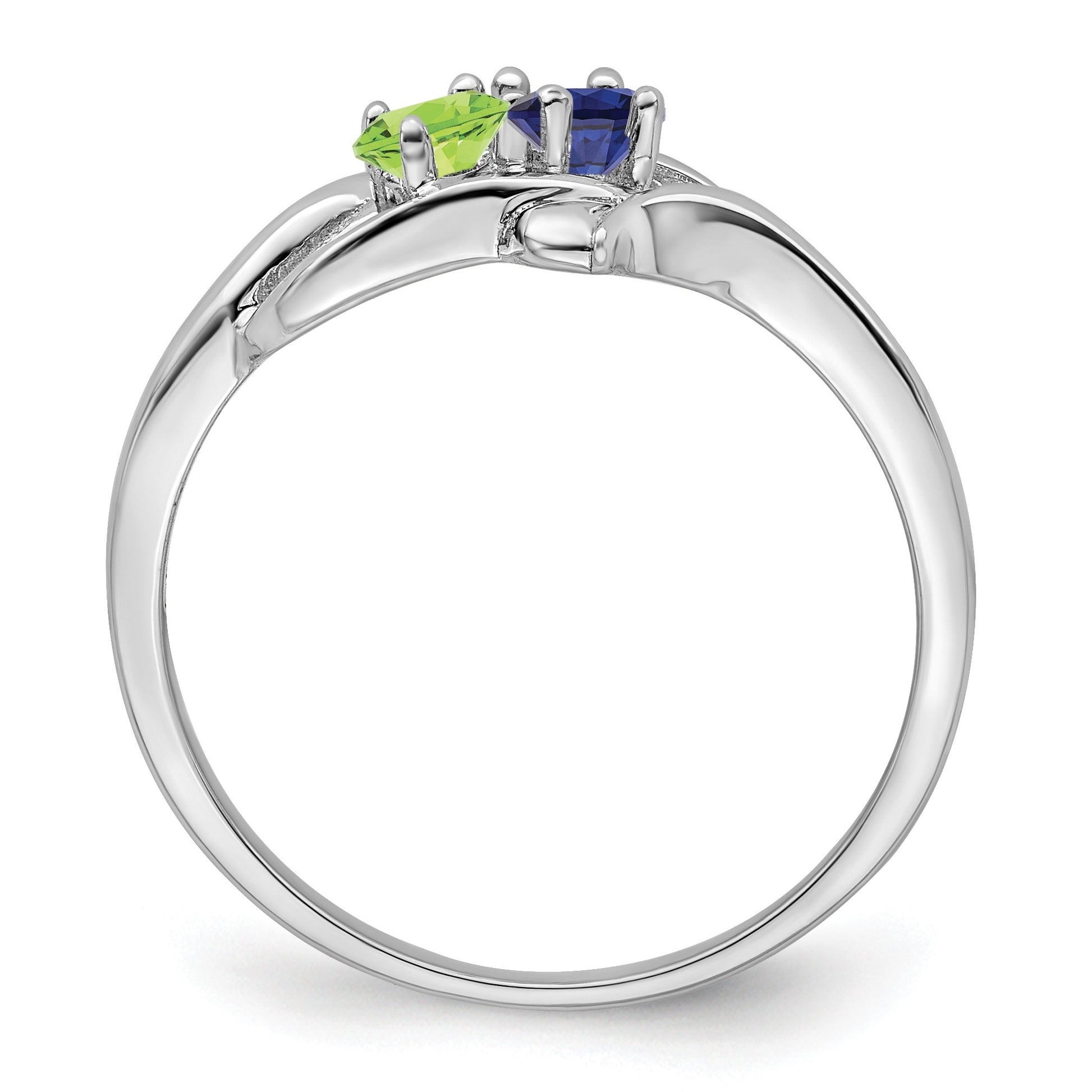 14k White Gold Polished 2-Stone Mothers Ring Mounting