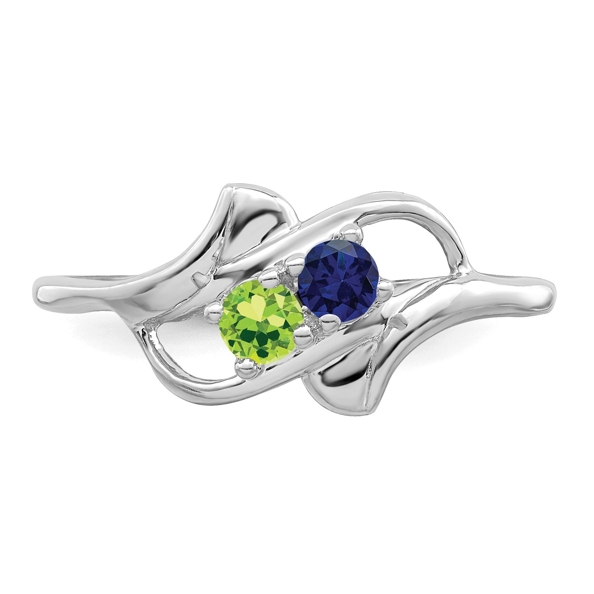 14k White Gold Polished 2-Stone Mothers Ring Mounting