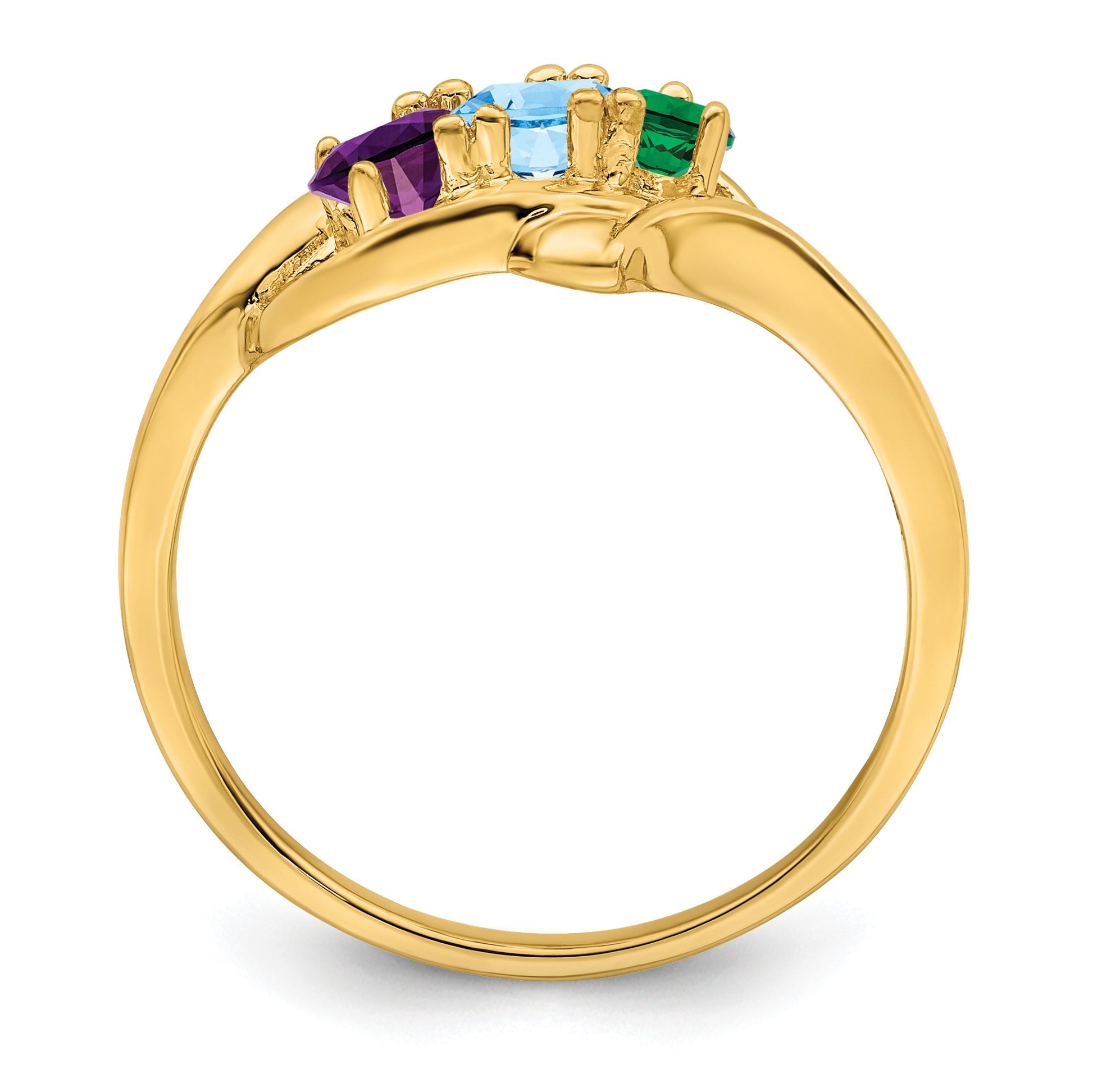 14k Polished 3-Stone Mothers Ring Mounting