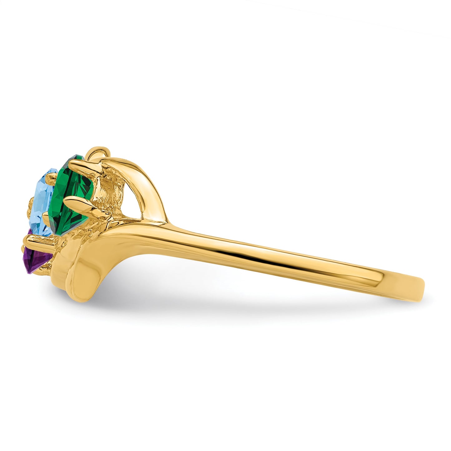 14k Polished 3-Stone Mothers Ring Mounting