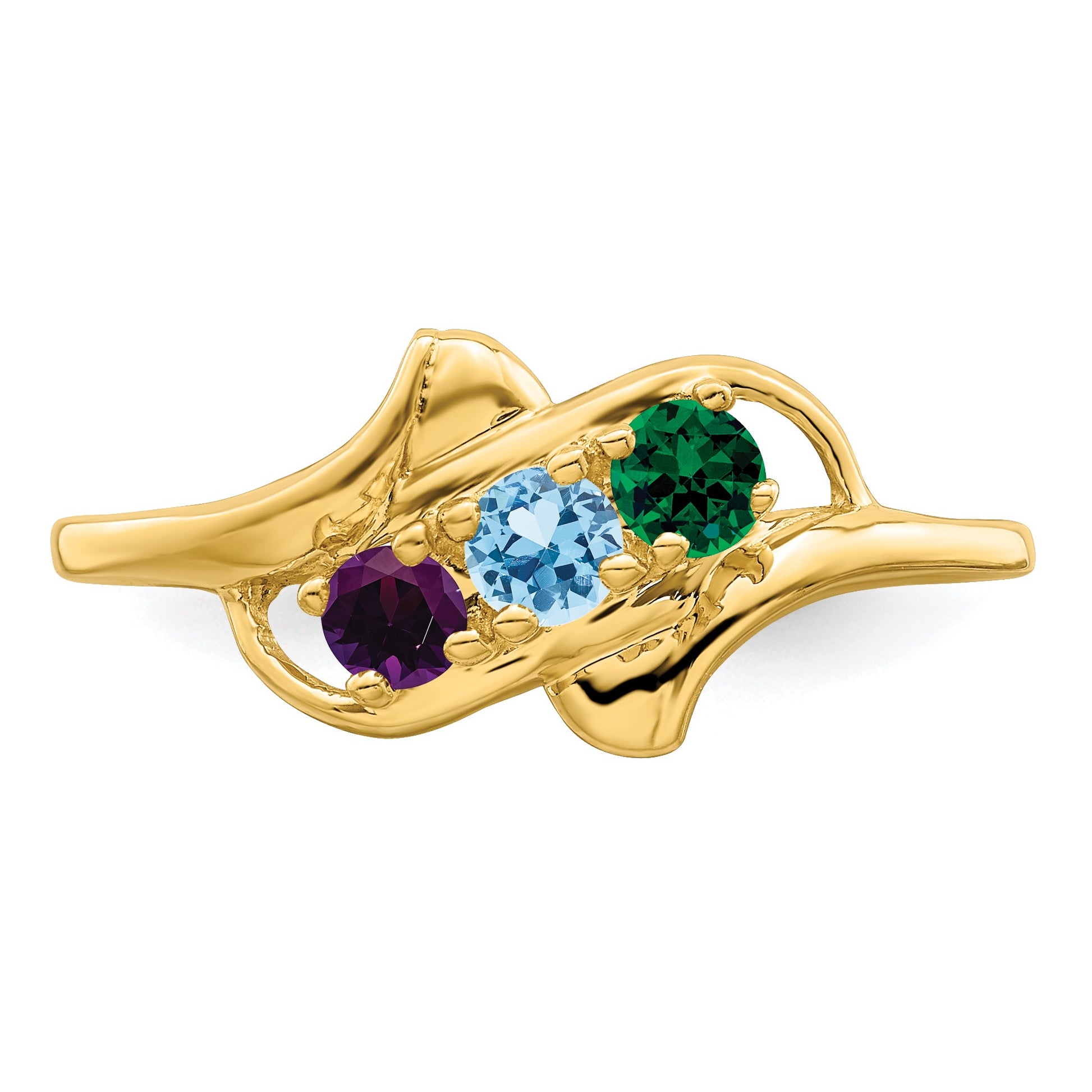 14k Polished 3-Stone Mothers Ring Mounting
