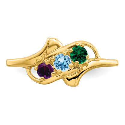 14k Polished 3-Stone Mothers Ring Mounting