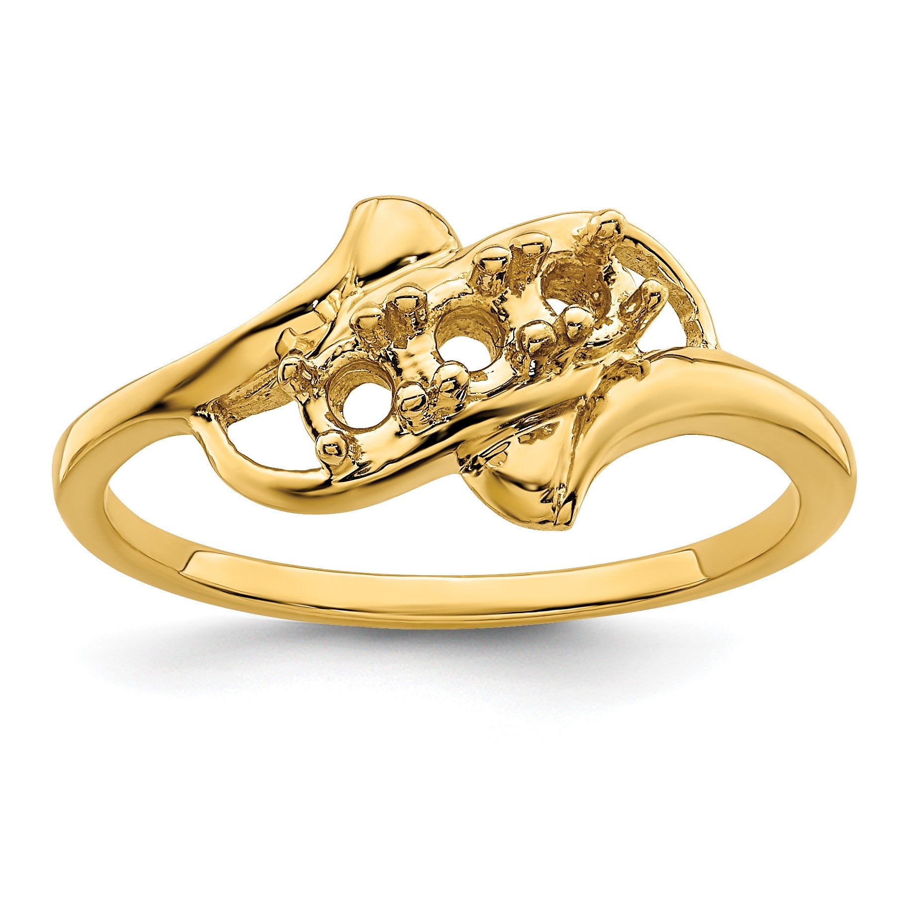 14k Polished 3-Stone Mothers Ring Mounting