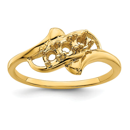 14k Polished 3-Stone Mothers Ring Mounting
