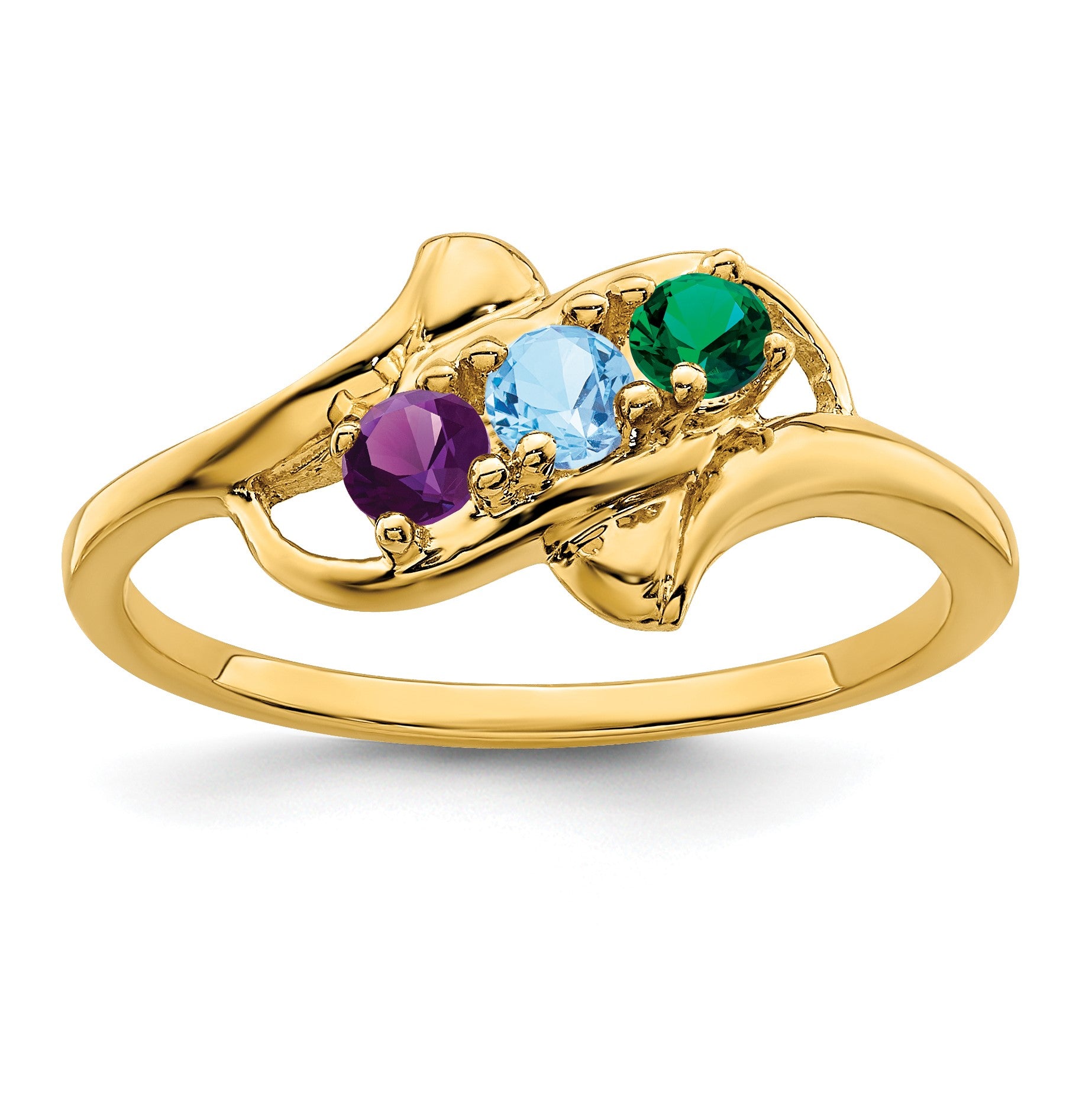 14k Polished 3-Stone Mothers Ring Mounting