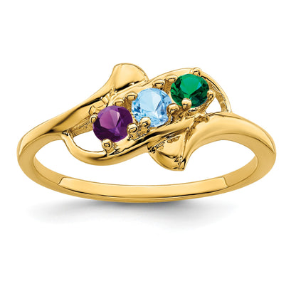 14k Polished 3-Stone Mothers Ring Mounting