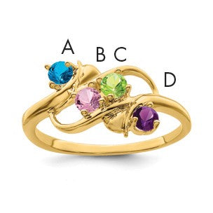 14k Polished 4-Stone Mothers Ring Mounting