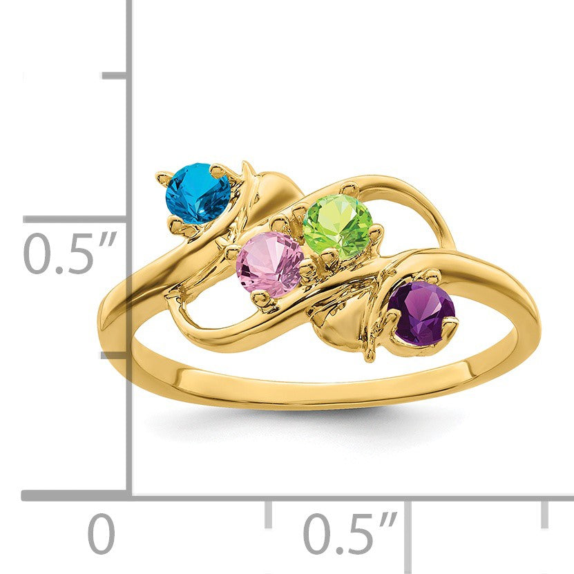 14k Polished 4-Stone Mothers Ring Mounting